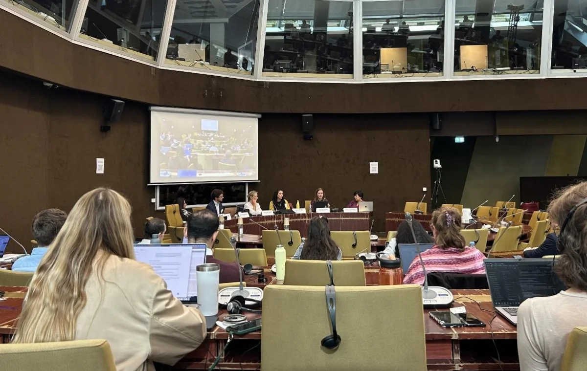 The room in Palais de l’Europe, Strasbourg, during the session.